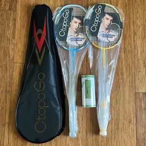 Carbon Fiber Badminton Rackets 2 Pack Set & 3 Shuttlecocks with Bag CtopoGo